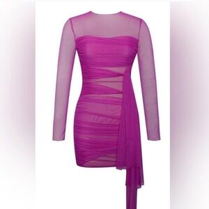 Elegant Purple Sheer Miss Circle Dress